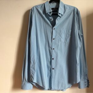 Simons Le 31 Light Blue Check Button-Up Shirt Size 41